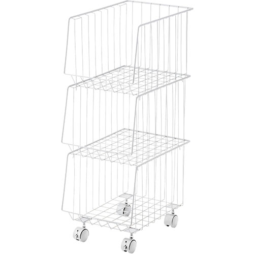東谷 スタッキングワゴン3D ホワイト ASNAKB-438WH|雑貨・ホビー・インテリア インテリア 収納家具