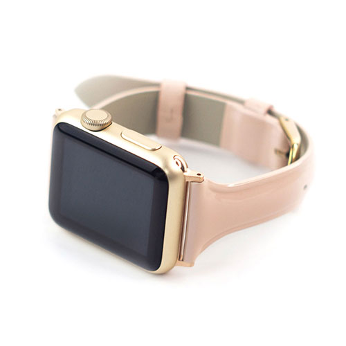 WEARPLANET Slim Line 本革 エナメルバンド for Apple Watch 45/44/42mm ティックルドピンク ASNWP23095AWPK|スマートフォン・タブレット・携帯電話 iPhone Apple Watch用アクセサリ