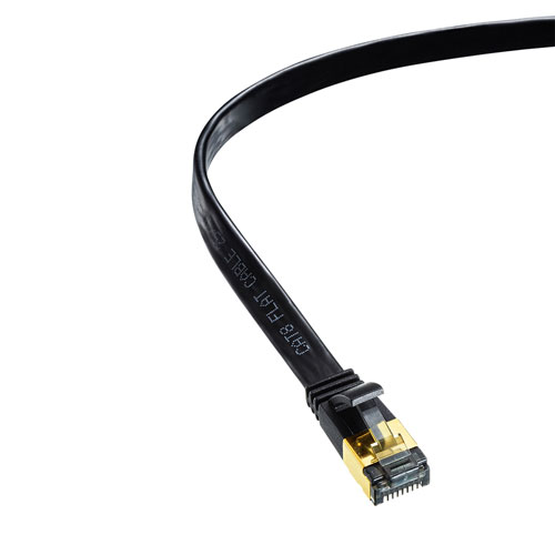 【5個セット】 サンワサプライ カテゴリ8フラットLANケーブル ASNKB-T8FL-03BKX5|パソコン パソコン周辺機器 LANケーブル