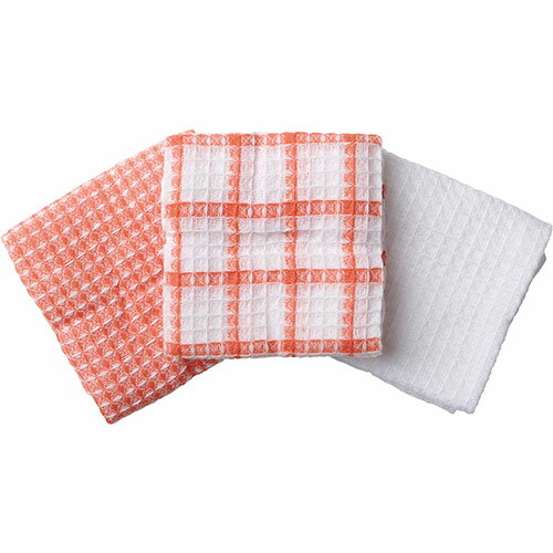 【10セット】 レップ ディッシュクロス ニコル D/C3P オレンジ ASNREP-478301X10|雑貨・ホビー・インテリア インテリア 布関連(テーブルクロス・クッション)