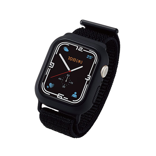 エレコム Apple Watch41mm用フルカバーケース ファブリックバンド一体型 ASNAW-21BBCFBBK|スマートフォン・タブレット・携帯電話 iPhone アクセサリー