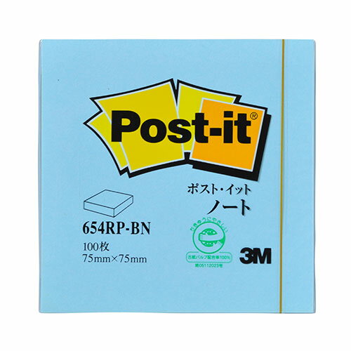 3M Post-it ポストイット 再生紙 ノート ブルー ASN3M-654RP-BN|文房具 オフィス用品 消耗品 1