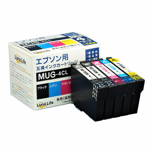 ワールドビジネスサプライ Luna Life エプソン用 互換インクカートリッジ MUG-4CL ブラック1本おまけ付き5本セット ASNLNEPMUG/4PBK+1|パソコン パソコン周辺機器 インク