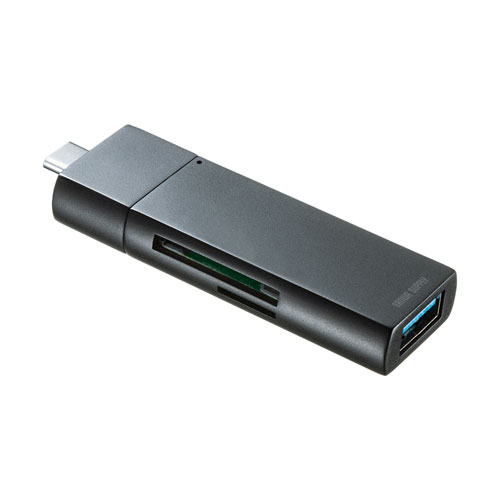 サンワサプライ Type-Cコンパクトカードリーダー(USB 1ポート付き) ASNADR-3TCMS7BKN|パソコン パソコ..