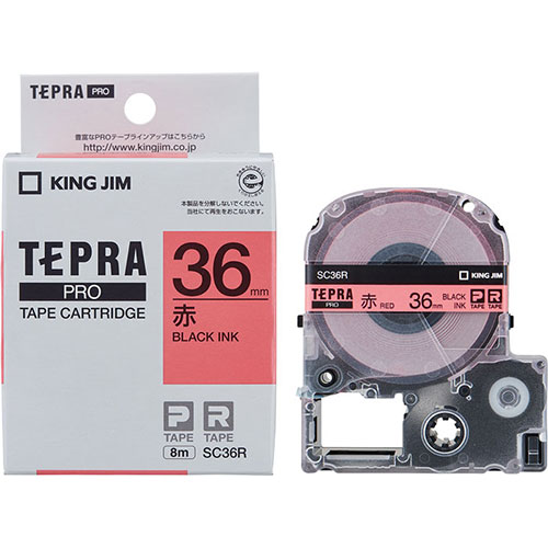 キングジム テプラPROテープ 36mm 赤 SC36R|パソコン オフィス用品 文具