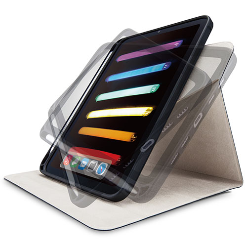 エレコム iPad mini 第6世代/手帳型/回転/Pencil収納/スリープ/ネイビー ASNTB-A21SSA360NV|スマートフォン・タブレット・携帯電話 iPad iPadケース