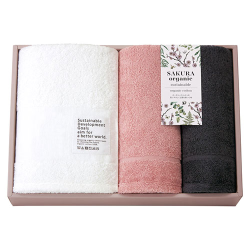 国際認証取得オーガニック タオルセット サクラ (バスタオル・フェイスタオル・ハンドタオル) ASN22514110|雑貨・ホビー・インテリア 雑貨 タオル・バスタオル・フェイスタオル