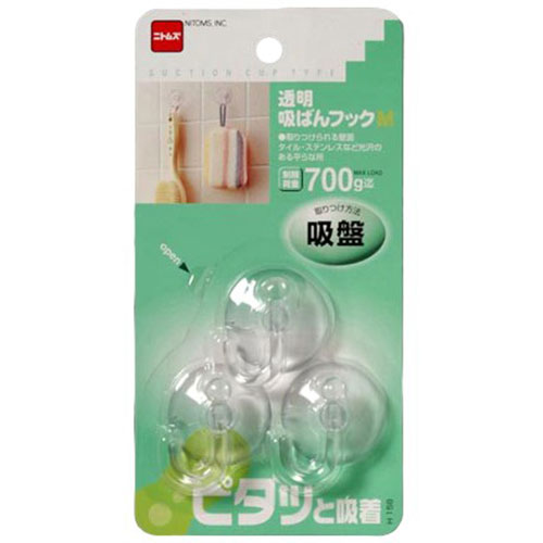 【10セット】 ニトムズ 透明吸ばんフックM ASNH158X10|雑貨・ホビー・インテリア 雑貨 整理用品・オフ..