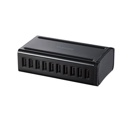 エレコム AC充電器 USB充電器 卓上多ポート 合計60W USB-A10ポート 縦置き横置き対応 ブラック ASNEC-ACD04BK|スマートフォン・タブレット・携帯電話 スマートフォン 充電器