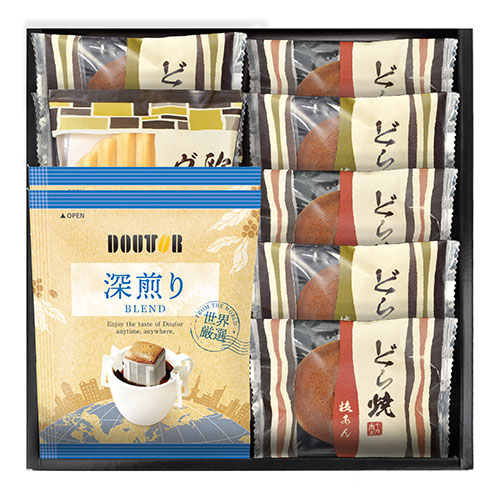 【3セット】 ドトールコーヒー&どら焼き 詰合せ ドリップコーヒー7g、欧風ヴァッフェル、どら焼き(粒あん×3、八女抹茶あん×3) ASNDR-20X3|食品 菓子