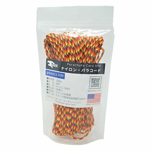 リッチボンド TIGER(タイガー) S-600 パラコード オレンジカモ 30Mx4mm ASNTIGER41021|雑貨・ホビー・..