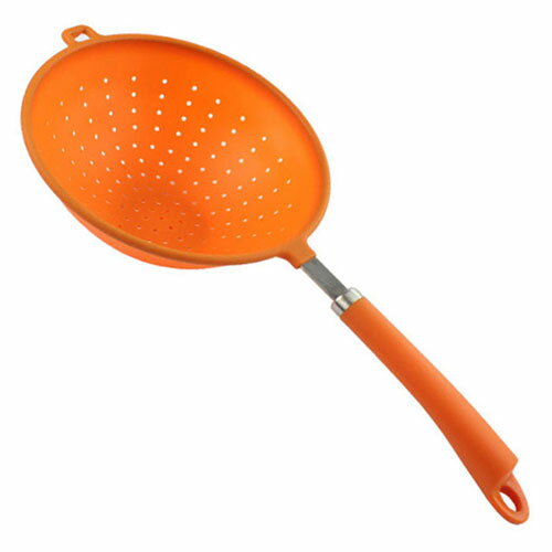 ユーロキッチン eurokitchen シリコン柄付ストレーナー 水切り器 取っ手タイプA□ 食洗機対応 油きりOK ..