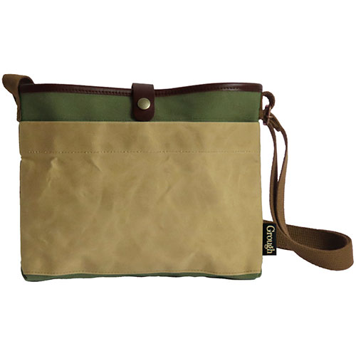 そだてる帆布Grough パラフィン加工帆布×レザー サコッシュ ベージュ×カーキ 27×3×19cm(ショルダーベル..