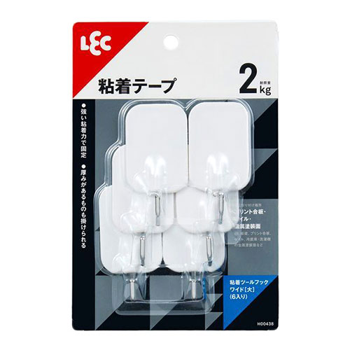 レック 粘着ツールフックワイド(大)6入り 6個入 ASNLE62730|雑貨・ホビー・インテ...