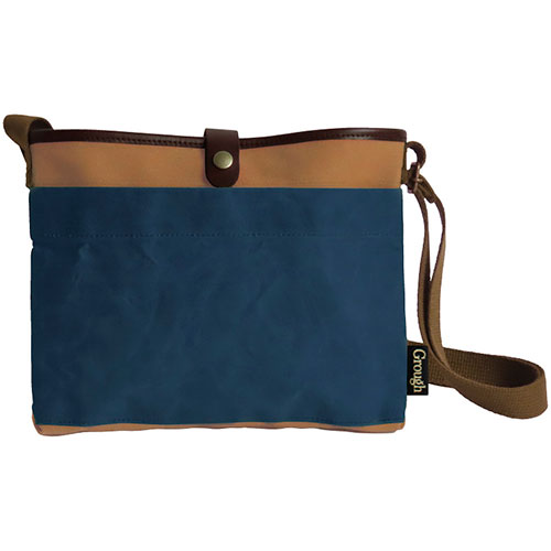 そだてる帆布Grough パラフィン加工帆布×レザー サコッシュ ネイビー×ブラウン 27×3×19cm(ショルダーベ..