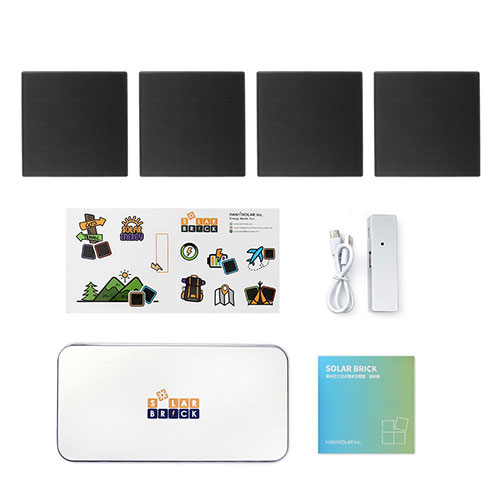 SolarBrick マグネット式組み立てソーラー充電器 パネル4枚(ブラック)セット ASNSB-4PBK|防災用品 ライト・ラジオ・電池 発電機
