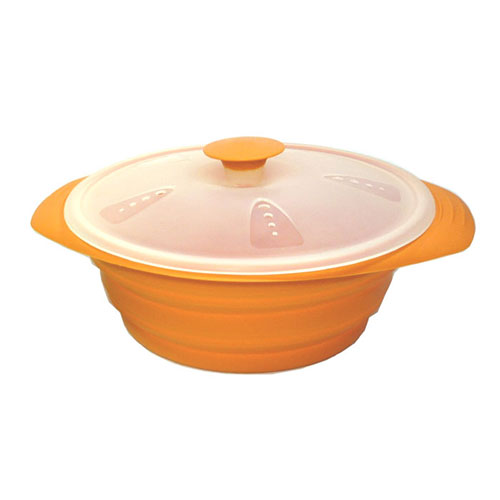 ユーロキッチン eurokitchen シリコーンおりたたみキャセロール 折りたたんだ状態で鍋敷きとしても使え..