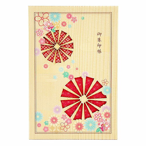 樅100 天然木の御朱印帳 「花と傘」 神聖な御朱印巡りのおともに MADE IN JAPAN 日本製 モミ・スプルー..