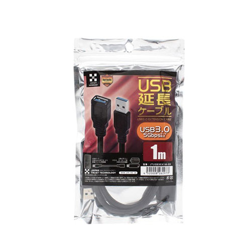 日本トラストテクノロジー USB3.0 延長ケーブル 転送速度最大5Gbps対応 1m ブラック ASNJTUSB3EX1M-BK|スマートフォン・タブレット・携帯電話 スマートフォン ケーブル
