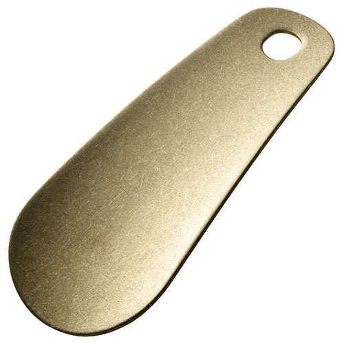 田辺金具 靴ベラ 革付き 真鍮(ゴールド)ダメージ仕様個箱入 ASNTK-5083|雑貨・ホビー・インテリア 雑貨 靴・シューケア・消臭防臭・防水・修理用品