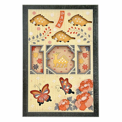 樅100 天然木の御朱印帳 「猪鹿蝶」 神聖な御朱印巡りのおともに MADE IN JAPAN 日本製 モミ・スプルー..