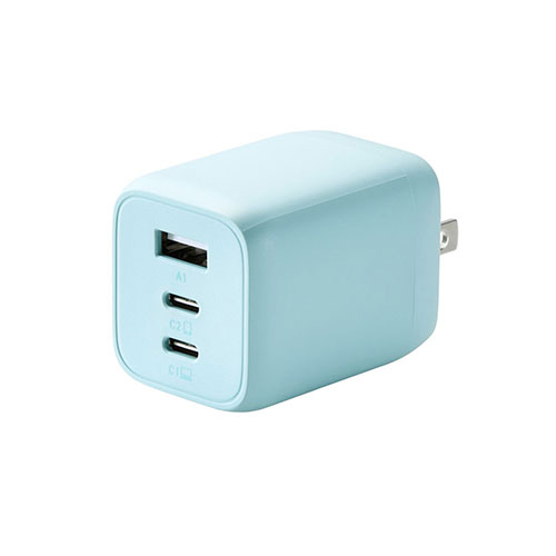 エレコム &me USB Power Delivery 65W キューブAC充電器 ペールブルー ASNMPA-ACCP4465BU|スマートフォン・タブレット・携帯電話 スマートフォン 充電器