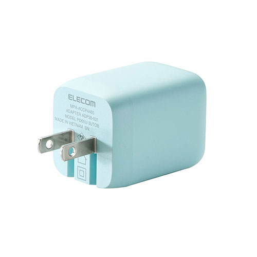 エレコム &me USB Power Delivery 65W キューブAC充電器 ペールブルー ASNMPA-ACCP4465BU|スマートフォン・タブレット・携帯電話 スマートフォン 充電器