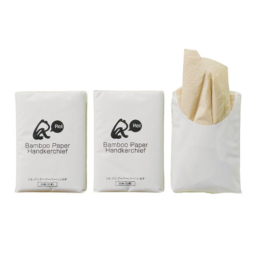 リル バンブーペーパーハンカチ3個パック 約73×50×25mm 環境に優しい竹素材 ASNSP-35977|雑貨・ホビー..