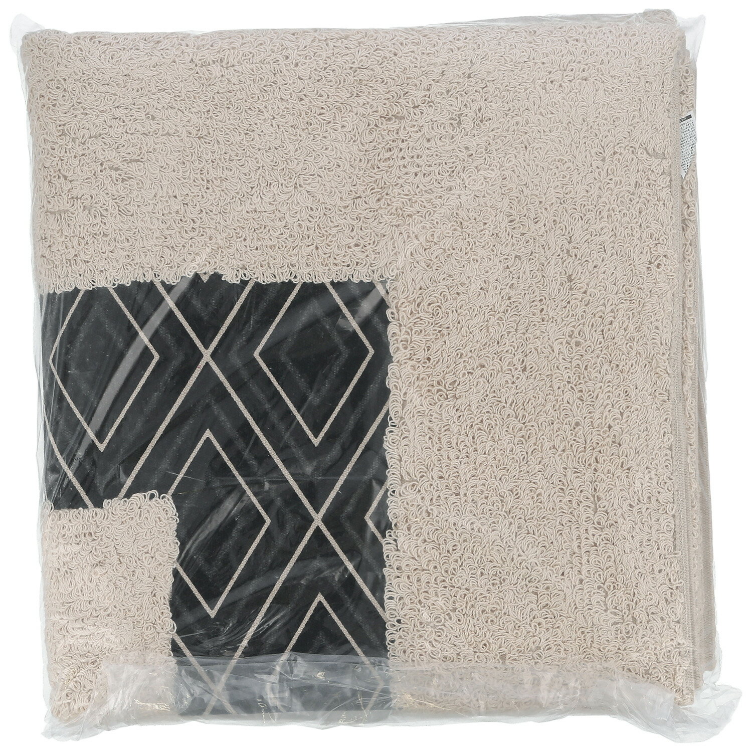 樂天商城 - 【3個セット】 コットンラグ ETHNIC 185×185cm WH＊BK[HJB7648]|インテリア雑貨 ラグ・マット リビング 生活雑貨
