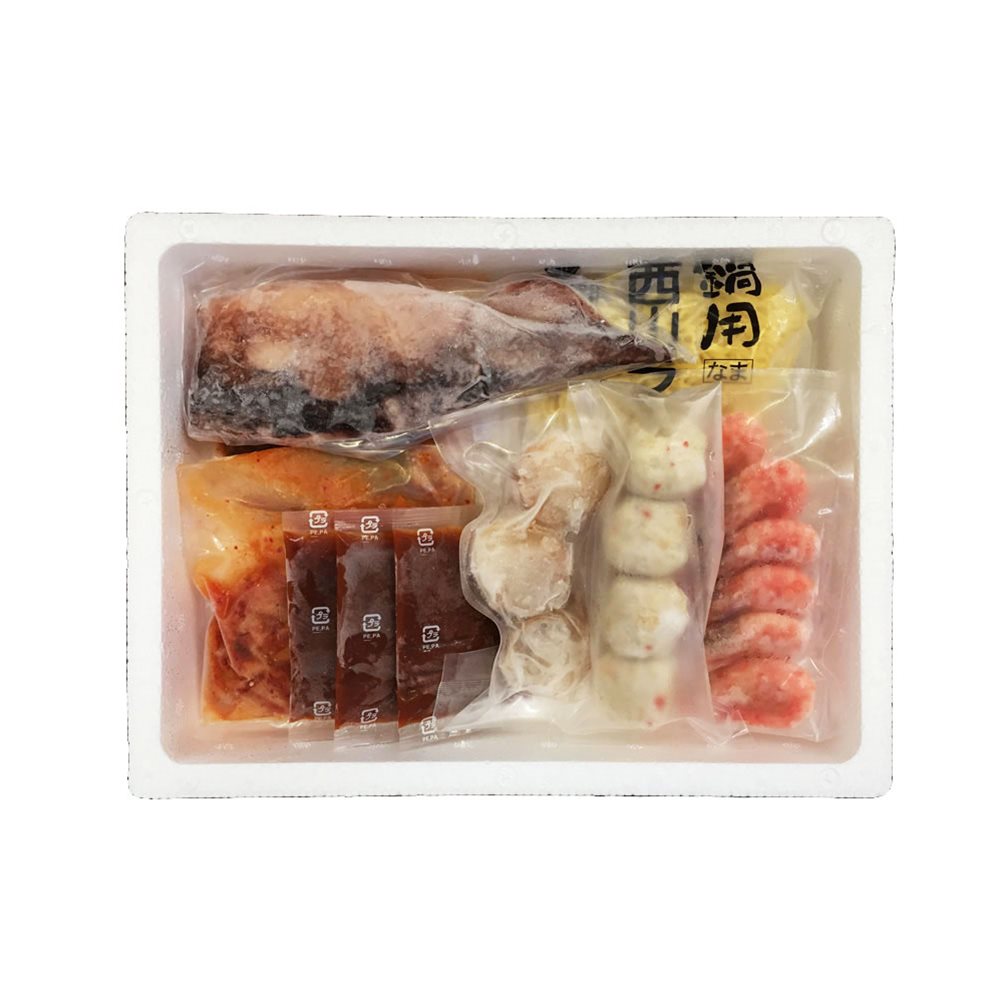 北海道 海鮮キムチ鍋 Fセット (白菜キムチ200g、各種具材) 本場韓国の白菜キムチを...