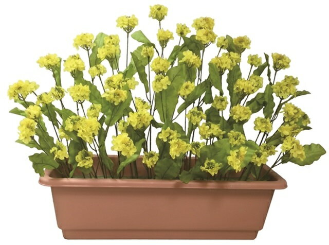菜の花スクエアプランター[MRS08-01103]|造花 フェイクグリーン 人工植物 デコレーション 店舗装飾 飾り 飾りつけ 飾り付け フラワーアレンジ 菜の花 ランタ イエロー【イベント用品 アレンジメント資材 ディスプレイ 】