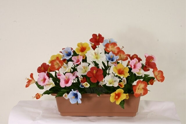 ハイビスカスプランター[MRS09-06002]|造花 フェイクグリーン 人工植物 デコレーション 店舗装飾 飾り 飾りつけ 飾り付け 装飾 ハイビスカス【イベント用品 アレンジメント資材 インテリア 】