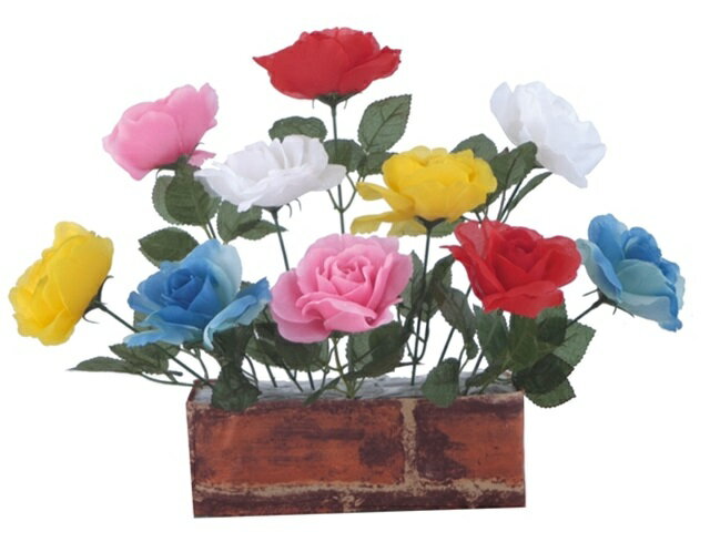 ローズレンガアレンジ[MRS18-01610]|造花 フェイクグリーン 人工植物 デコレーション 店舗装飾 飾り 飾..