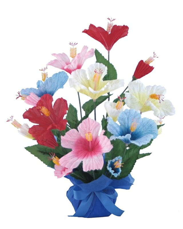 ハイビスカスラップアレンジ[MRS18-10104]|造花 フェイクグリーン 人工植物 デコレーション 店舗装飾 飾り 飾りつけ 飾り付け 装飾 ハイビスカス【イベント用品 アレンジメント資材 インテリア 】
