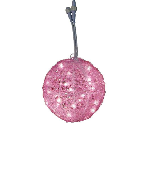 耐水20cm 40球 広角型LEDピンクグロー立体ボール(常点灯/パワーコード、コネクター付き)[ONSDILI61118]..