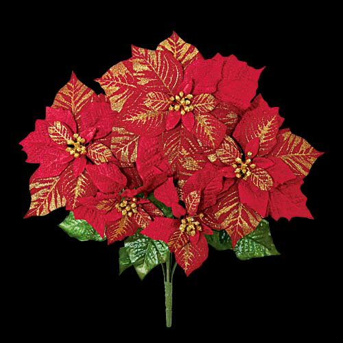 55cm ベルベットゴージャスポインセチアブッシュ(5) [ONSFLBU6732] |造花 フェイク 人工観葉植物 クリスマス 装飾 デコレーション ガーランド オーナメント 飾り イベント パーティー フラワーアレンジメント 店舗装飾 ポインセチア 室内装飾 飾り付け Christmas