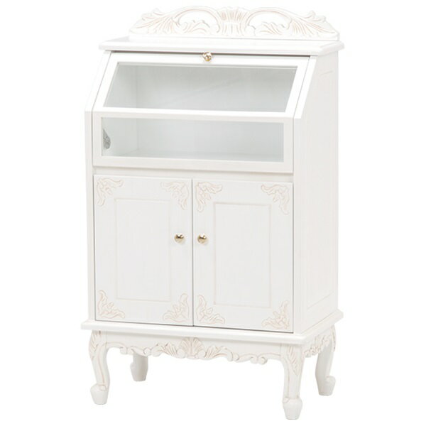 ガラスキャビネット アンティークホワイト[THU2101499100]|インテリア 寝具 収納 収納家具 キャビネット コンソール ガラス 耐久性 利便性 シンプル 機能性 お洒落デザイン 収納ケース ディスプレイ家具 モダン 高級感
