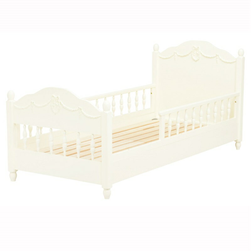 柵付ベッド ホワイト[THU2101658900]|インテリア 寝具 収納 ベッド ベッドフレーム セミシングルショートサイズ 耐久性 利便性 シンプル 機能性 お洒落デザイン セミシングルベッド 汎用性 通気性 エレガント