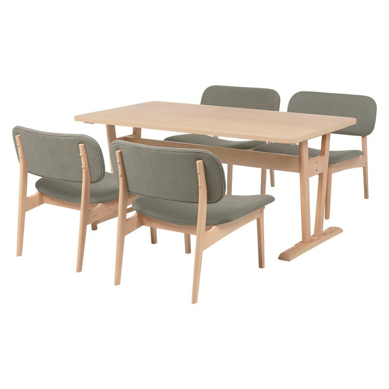 ダイニング5点セット ライトグレー[THU3000000770]|北欧モダンチェア 椅子 テーブル お洒落デザイン テーブル 天然木