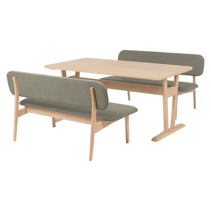 ダイニング3点セット ライトグレー[THU3000000772]|ダイニングチェア ダイニングテーブル ダイニングベンチ 天然木