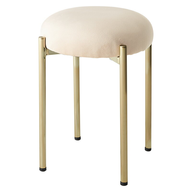 スツール アイボリー[THU3000000998]|椅子 イス デザインチェア 座面ゴールド脚 ベロア風生地 機能性