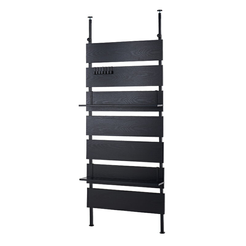 突っ張りウォールラック ブラック/ブラック 幅80[THU3000001517]|ディスプレイ 突っ張り式ラック フック7ケ付 インテリア収納