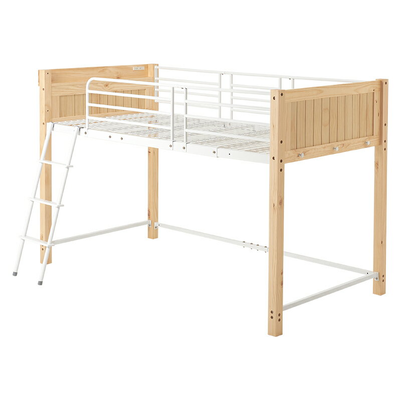 ロフトベッド ナチュラル/ホワイト[THU3000003421]|すのこベッド機能性 お洒落デザイン 通気性 2口コンセント付