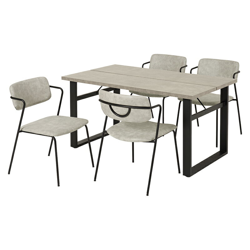 ダイニング5点セット ライトグレー[THU3000004220]|ヴィンテージ調チェア 椅子 テーブル お洒落デザイン テーブル