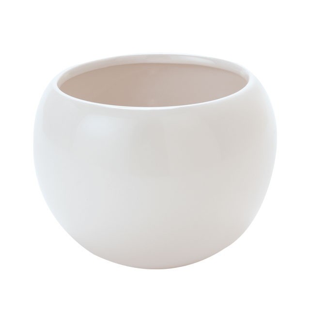 口径φ10．5、Φ13．5XH11．0cm バースボウルLL ＃13　シャイニーアイボリー 花器 ベース 花器（陶器） ..