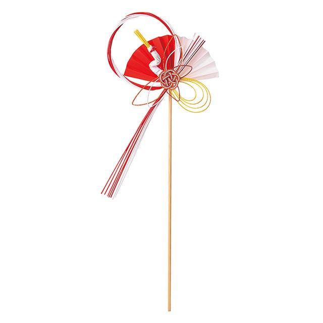 紅白扇鶴ピック デコレーション オーナメント 置物 お正月 [TDLJP000265] 代引決済不可|年末年始 正月 正月飾り 店舗装飾 飾り付け ディスプレイ 扇 鶴 紅白 水引