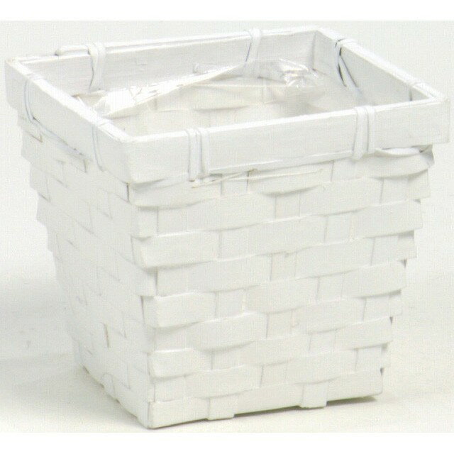 【スーパーセール特別割引商品】11．5×11．5×10．5H ホワイトバンブー角アレンジ1／3本用 白 花器 かご [TDLKA266006] 代引決済不可|ベース ナチュラル素材 造花 フラワー 花資材 花かご アレンジメント用品 フラワーアレンジメント 花材 インテ