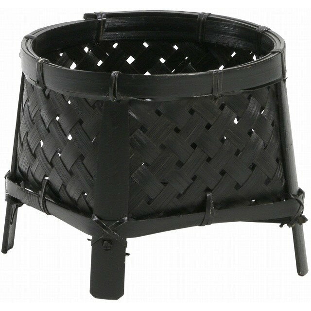φ14．5×12H バンブー足付ダ鉢3．5号用 黒 花器 かご [TDLKA28435D-00K] 代引決済不可|ベース ナチュラル素材 バスケット 造花 フラワー 花資材 花かご アレンジメント用品 フラワーアレンジメント 花材 土台 インテリア おしゃれ 店舗装飾 飾付 花入れ カゴ 竹製