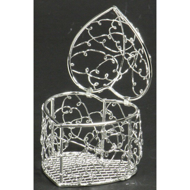 プラチナメッシュハートミニフタ付 花器 フラワースタンド オブジェ ベース ワイヤー素材 ワイヤーベース [TDLKA520093] 代引決済不可|装飾 飾利付け 店舗装飾 インテリア ディスプレイ アイアンスタンド シルバー W6．5XD6．5XH6cm