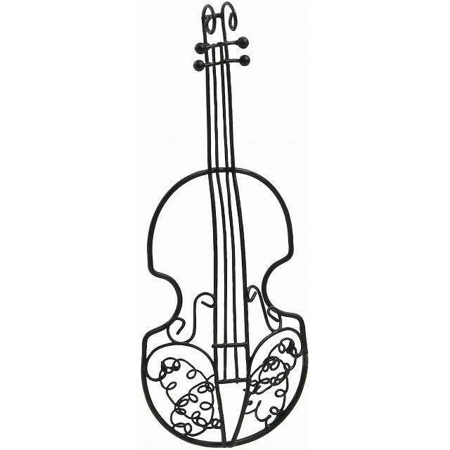 ワイヤーバイオリン半立体型S 黒 花器 フラワースタンド オブジェ ベース ワイヤー素材 ワイヤーベース [TDLKA520139-00B] 代引決済不可|装飾 飾利付け 店舗装飾 インテリア ディスプレイ アイアンスタンド ブラック